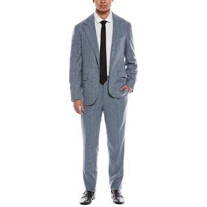 Brunello Cucinelli Mens 2Pc Silk, Wool & Cashmere-Blend Suit With Pleated Pant
